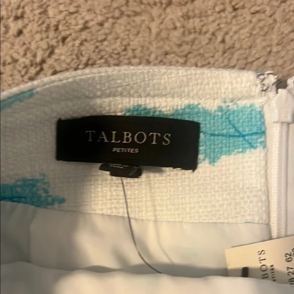 Talbots Cream and Blue Mini Pencil Skirt - Picture 3 of 4